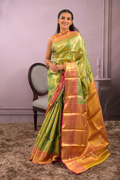 Tissue Woven Peacock Jari Motifs