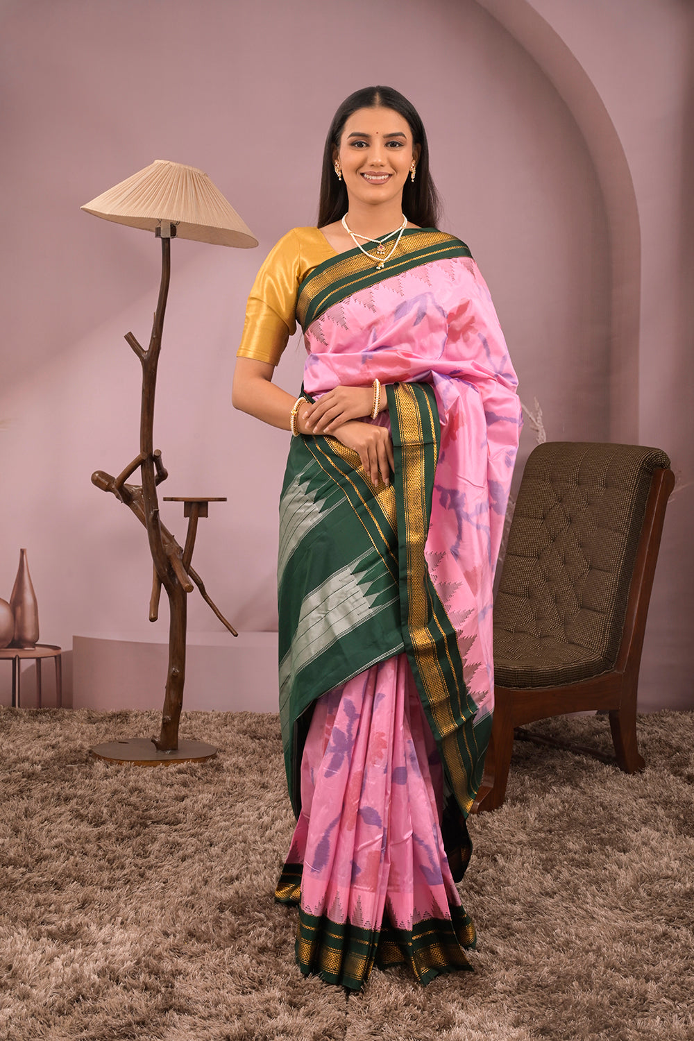 Kolhapuri Ilkal Woven Tie and Dye Ikkat