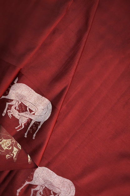 Banarasi Kadhwa Handwoven Border Buttis With Antelope Design Border