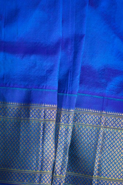 9yard Handwoven Pure Paithani With Peacock Meena Buttis