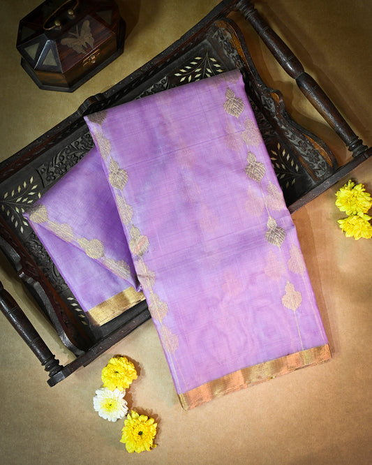 Lavender Chanderi Silk with Lining buttis Woven Chanderi Silk