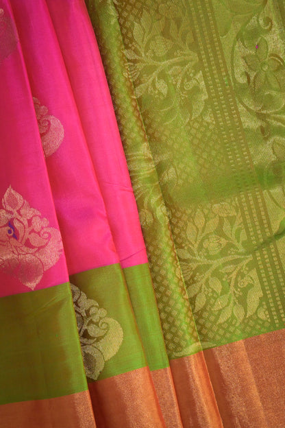 Soft Silk Woven Jari Motifs With Double Border
