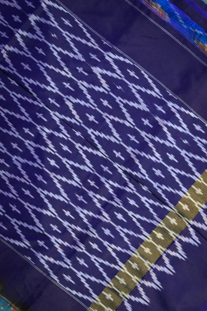 Ikkat Patola Tie And Dye Weave With Royal Blue Contrast