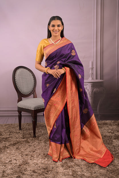 Banarasi Woven Gold Jari Buttis with Meena