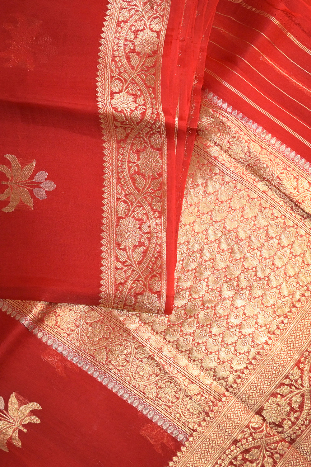 Organza Woven Jari Motifs With Self Matching