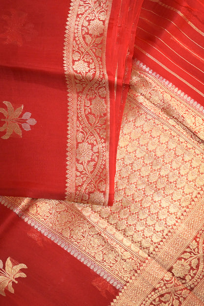 Organza Woven Jari Motifs With Self Matching