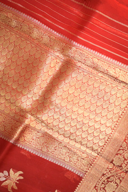 Organza Woven Jari Motifs With Self Matching