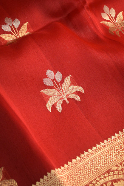 Organza Woven Jari Motifs With Self Matching