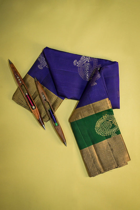 Soft Silk Woven Jari Motifs With Double Border
