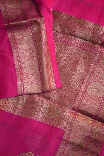 Organza Woven Antique Jari Motifs With Self Matching