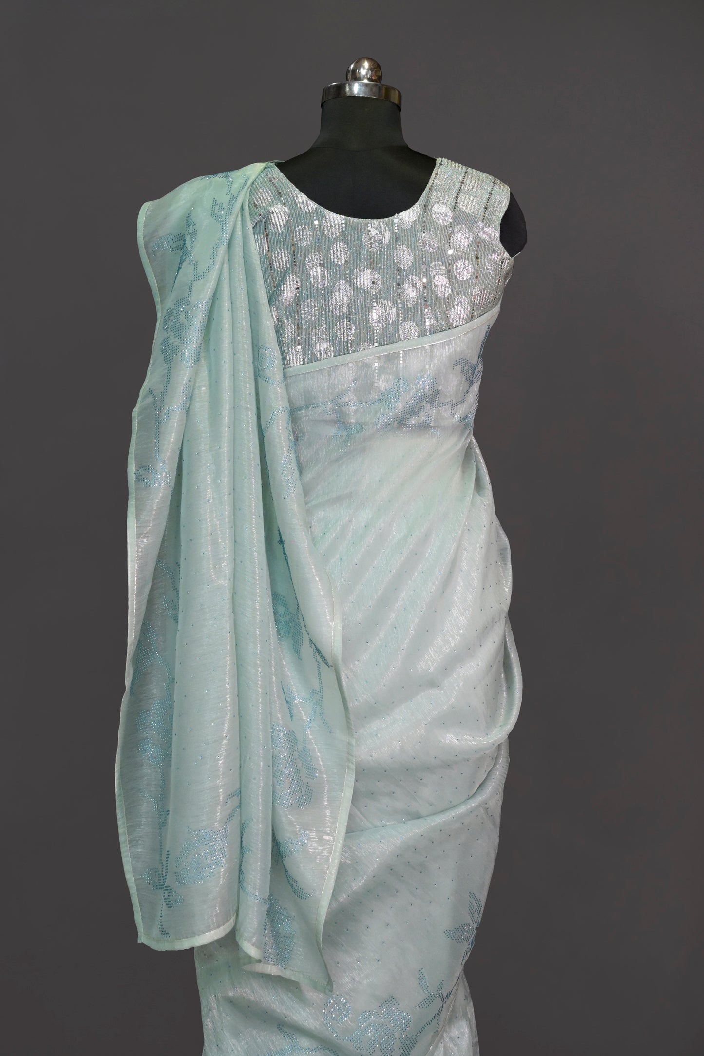 Organza Tissue With Border Sequence Work