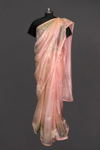 Organza Tissue With Border Sequence Work