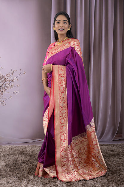 Banarasi Plain Body With Banarasi Border