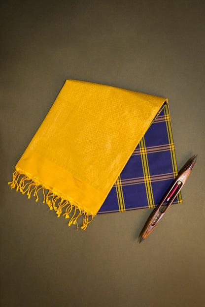 Soft Silk Woven Chex Pattern With Gold Contrast