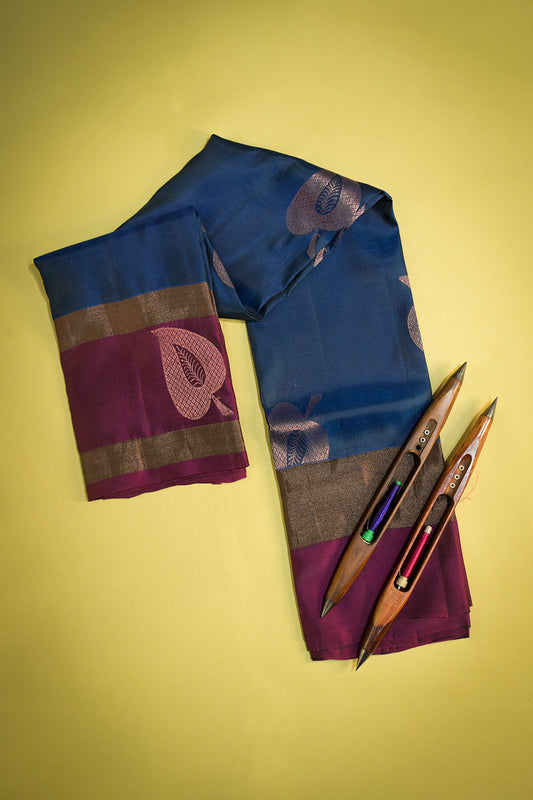 Soft Silk Woven Jari Motifs With Double Border