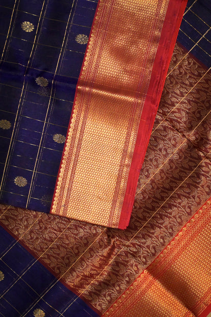 Chanderi Woven Jari Motifs With Chex Pattern