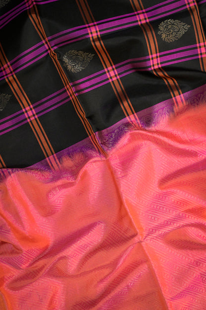 Soft Silk Woven Chex Pattern With Pink Contrast