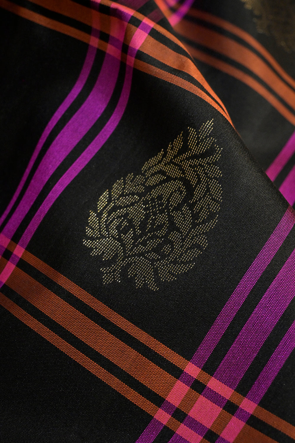 Soft Silk Woven Chex Pattern With Pink Contrast