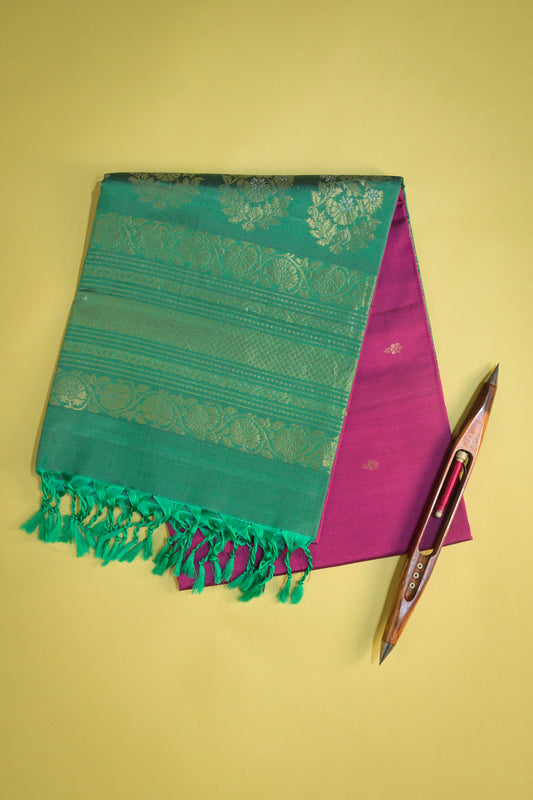 Soft Silk Borderless With Jari Motifs With Green Contrast