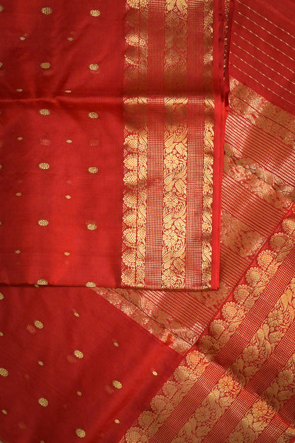 Chanderi Woven Jari Motifs With Triple Mango Border