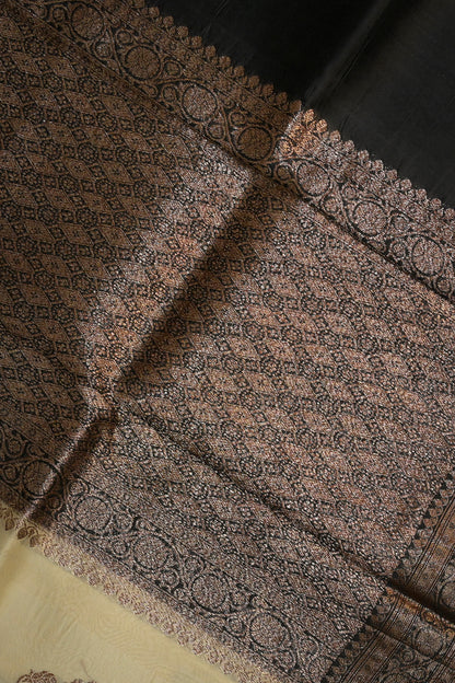 Organza Woven Antique Jari Motifs With Black Contrast