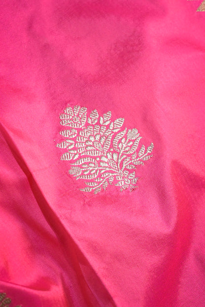 Soft Silk Borderless With Jari Leaf Motifs