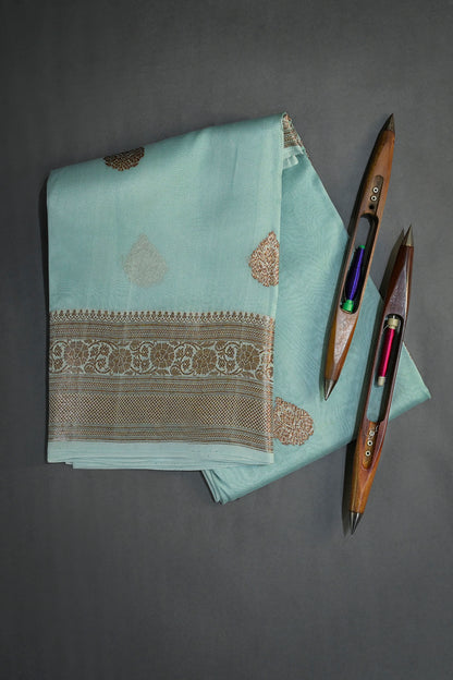 Organza Woven Antique Jari Motifs With Self Matching