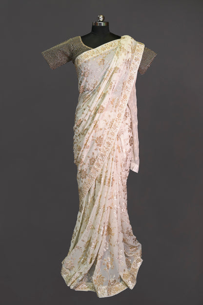 Georgette All Over Hand Embroidered Saree