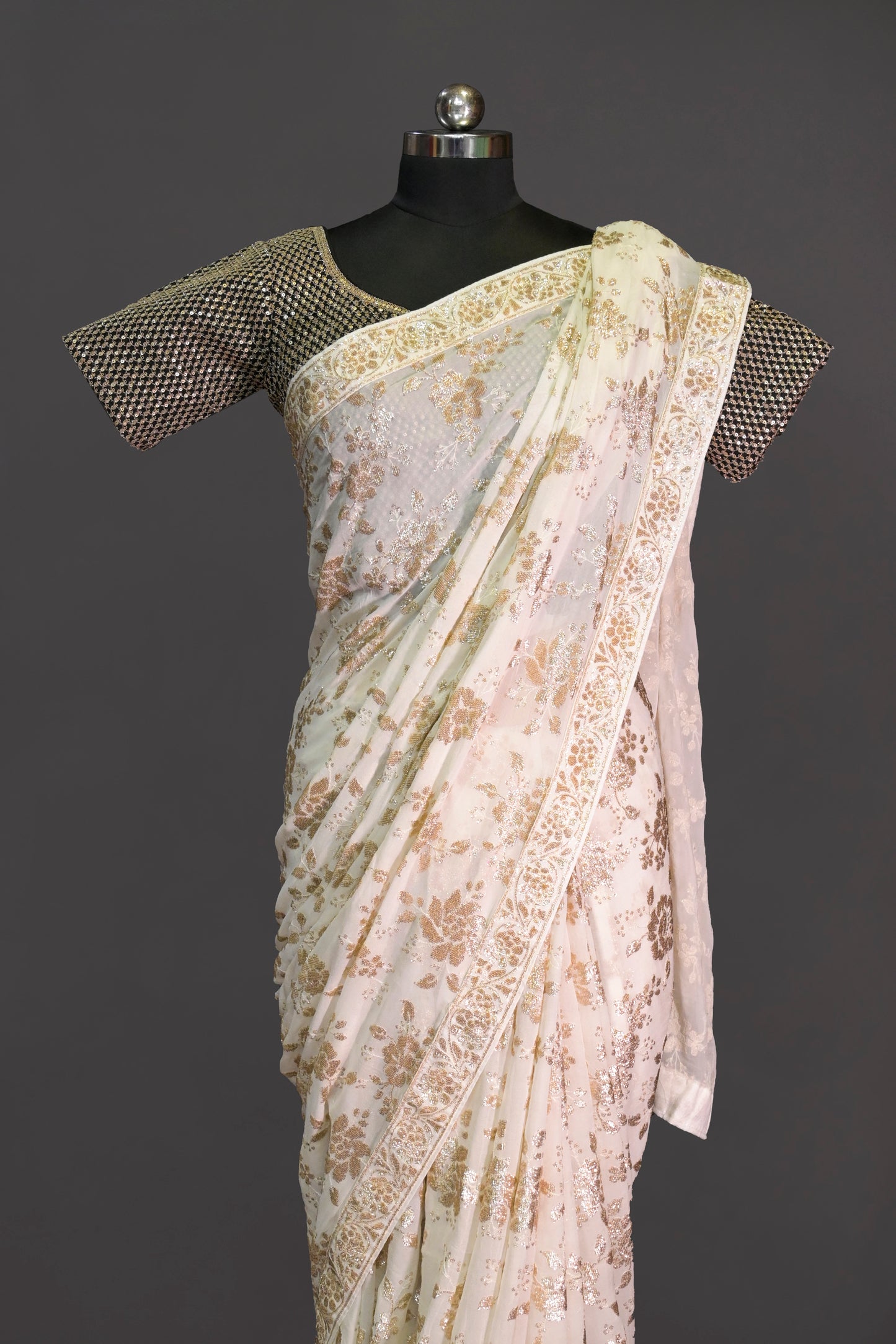 Georgette All Over Hand Embroidered Saree