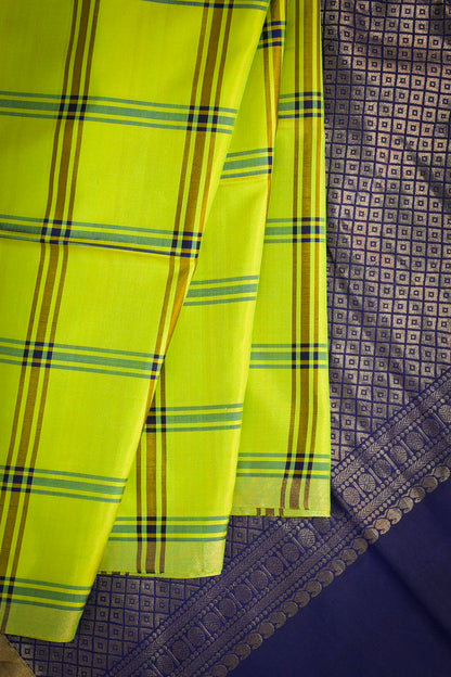 Soft Silk Woven Chex Pattern With Blue Contrast