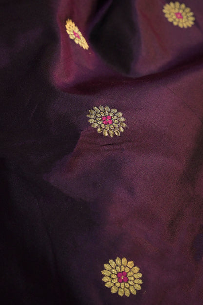 9yard Handwoven Pure Paithani With Chakra Meena Buttis And Pink Contrast