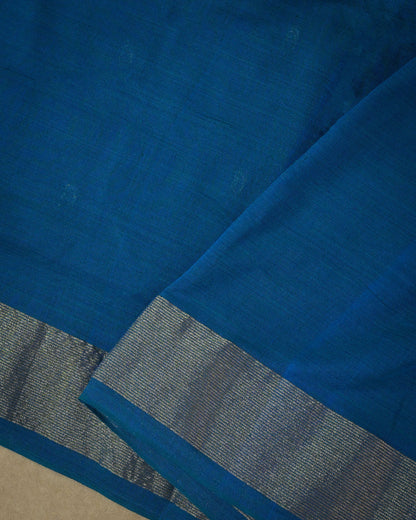 Navy blue Handloom Cotton Paithani Saree with Heavy Zari Pallu