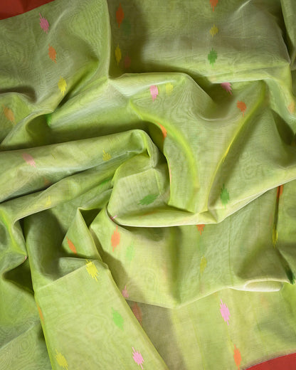 Pista green Kora Silk Saree
