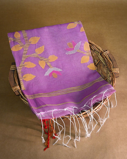 Purple Kora Silk Saree