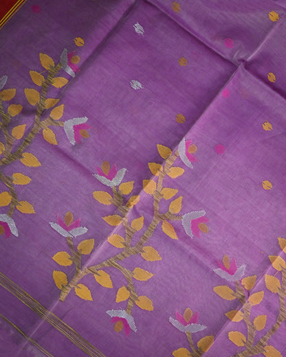 Pastel violet Kora Silk Saree