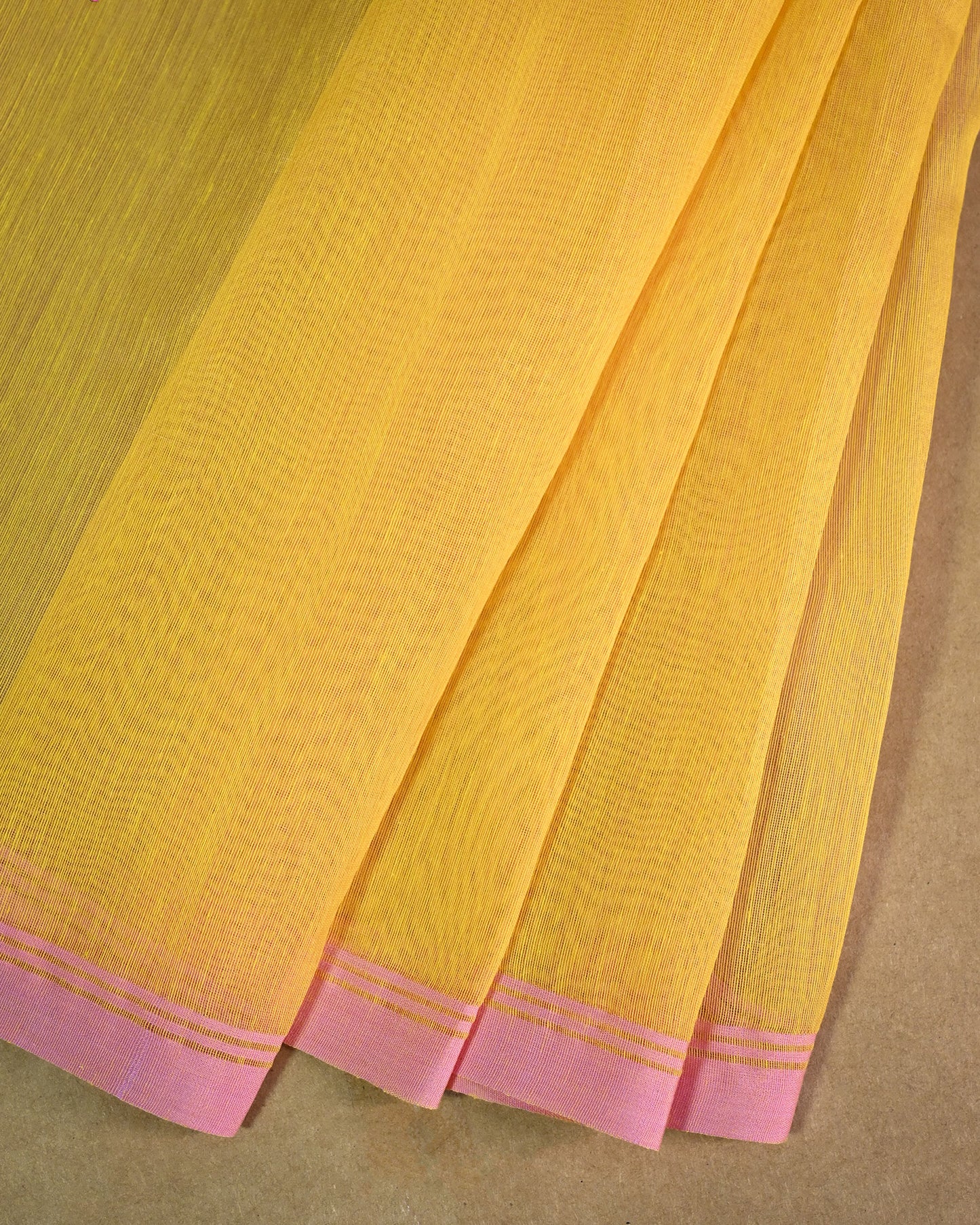 Lemon Yellow Kora Silk Saree