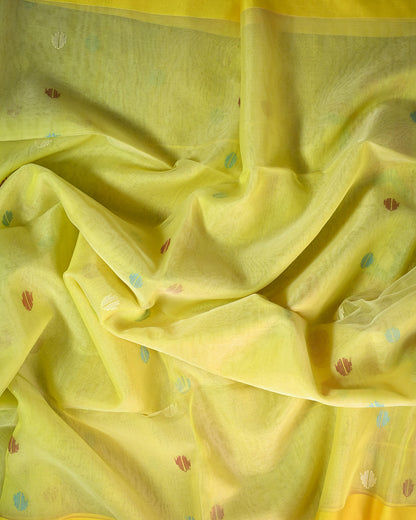 Orange yellow Kora Silk Saree