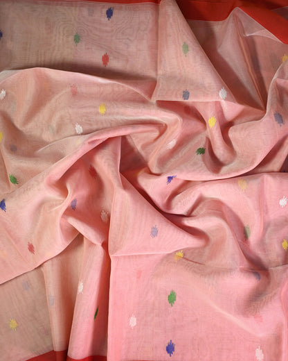 Peach pink Kora Silk Saree