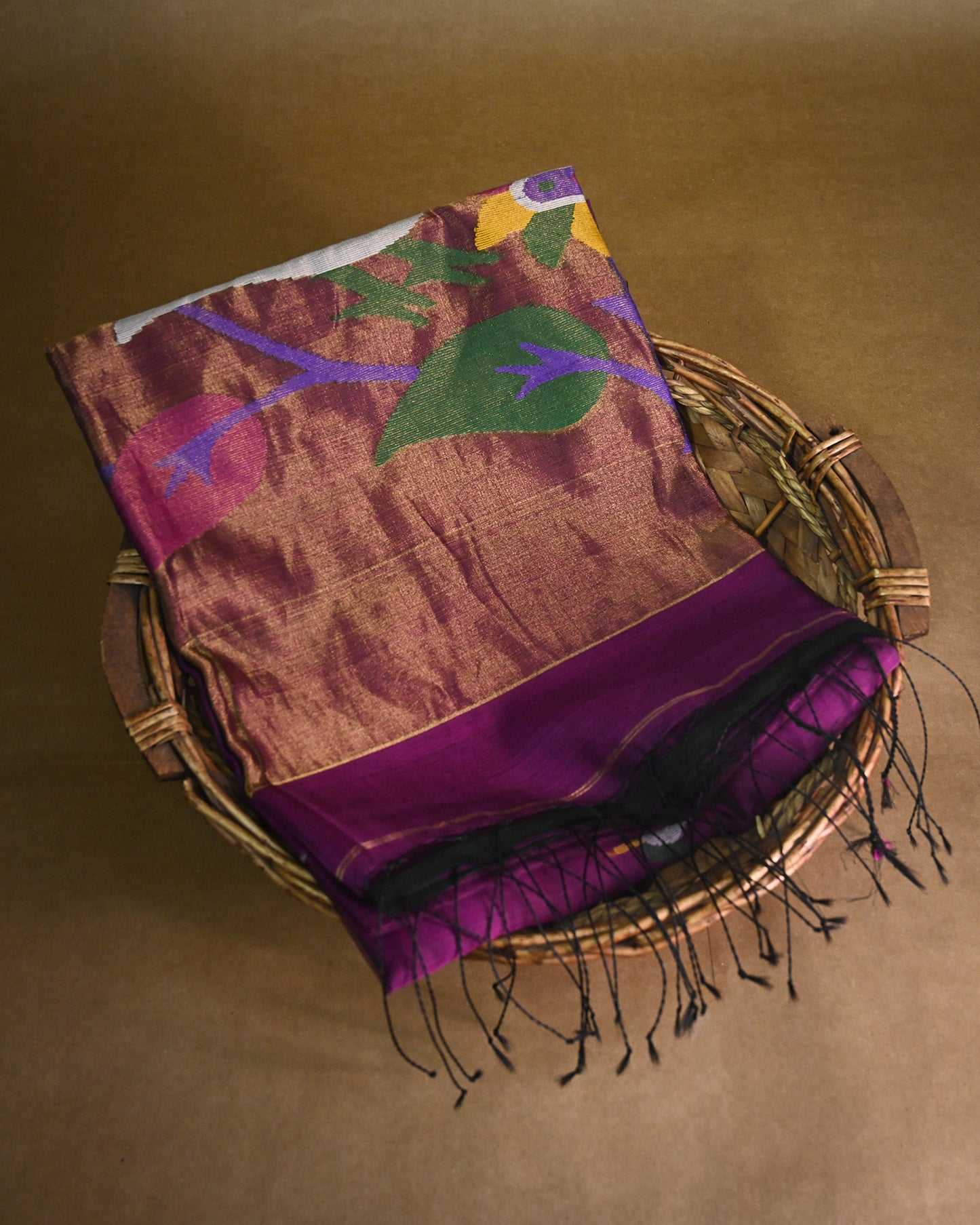 Royal purple Kora Silk Saree