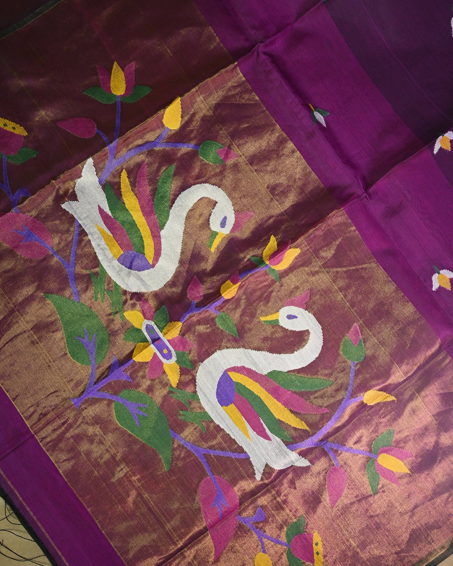 Royal purple Kora Silk Saree