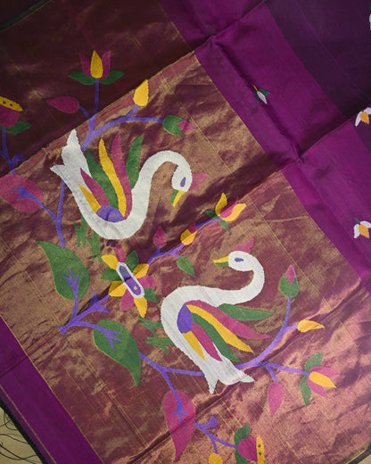 Royal purple Kora Silk Saree