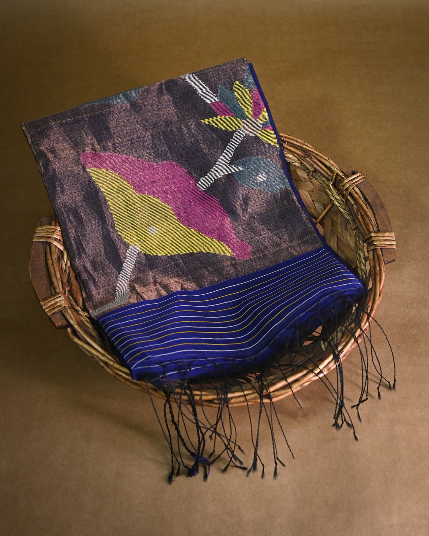 Royal blue Kora Silk Saree