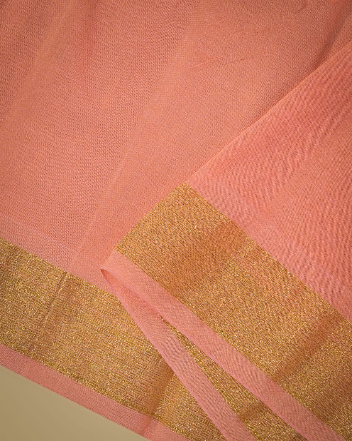 Baby pink Handloom Cotton Paithani Saree with Heavy Zari Pallu