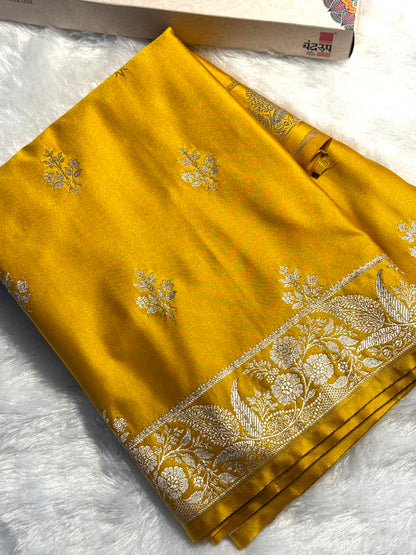 Banarasi Satin Mashroo Silk With woven jari motifs