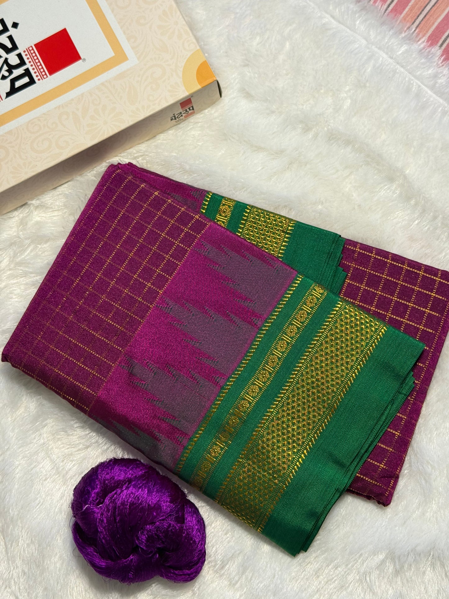 Kolhapuri Illkal Cotton Chex Saree