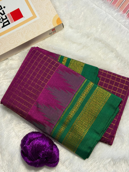 Kolhapuri Illkal Cotton Chex Saree